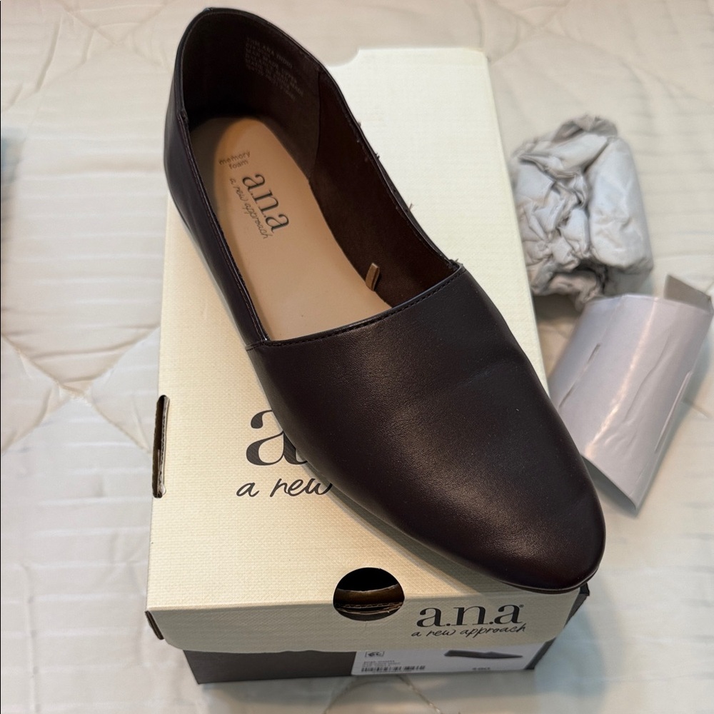 a.n.a Women's Dark Brown Slip-On Ballet Flat